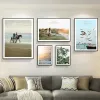 Living room decorative paintings, sofa background wall paintings, modern and simple paintings, Nordic-style wall paintings, fresh and clean combination murals Application Scenario